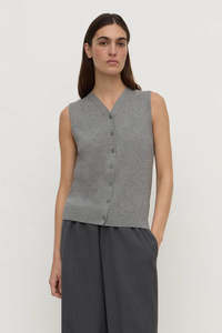 Sweaters Knitwear: Assembly Label - Maya Cotton Cashmere Vest - Dark Grey Marle