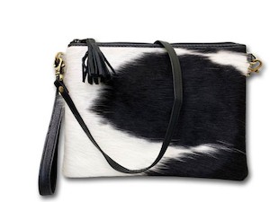 Natural Cowhide Bags + Wallets: Clutch w/ leather Strap
