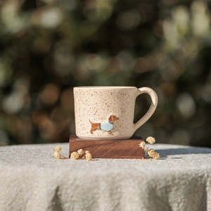 Character Mugs Other Odd Pieces: Espresso Dachshund in a Blue Sweater
