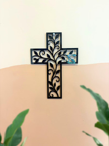 Glow Guardians Night Lights: Floral Cross Wall Art