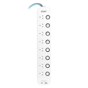 Décord Power Board 8 Sockets with Individual Switches & USB Charging