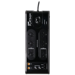Platinum Power Board 6 Socket 2 USB Surge Coax & Data