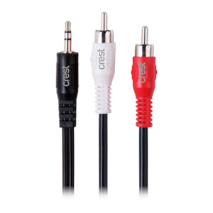 Stereo Audio Cable 3.5mm Plug To 2 x RCA Plugs 1.5M