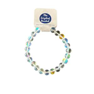 Bracelets: Rainbow Aura Smelting Quartz 8mm stretch bracelet