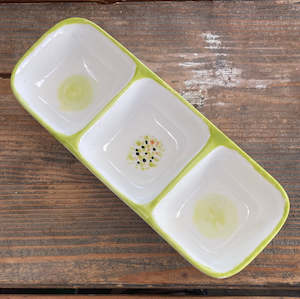 Crystal Trays: Triple Trinket Tray with Green