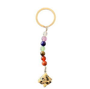 Dalmatian Jasper Merkaba Keychain
