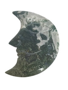 Stars And Moons: 133g Moss Agate Moon