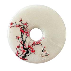 Stands: Painted Jade Donut-Cherry Blossoms and Birds with stand
