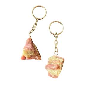 Pink Tourmaline in Quartz Raw Keychain