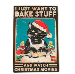 The Apothecary Collection: Black Cat Christmas Metal Wall Art