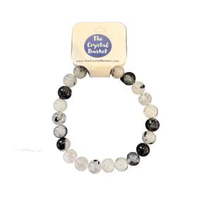 8mm Black Tourmaline in Quartz Bracelet