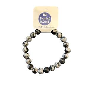 8mm Snowflake Obsidian Bracelet