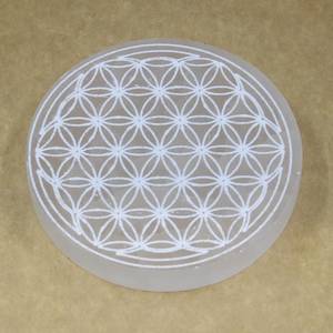 Raw: Selenite Flower of Life Plate