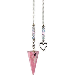 Rhodonite Heart Faceted Pendulum