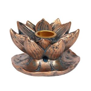 Incense Holders: Bronze Lotus Backflow Burner