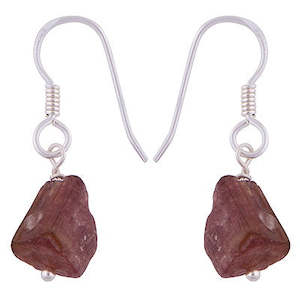 Earrings: Watermelon Tourmaline S/S Earrings Raw