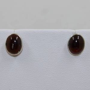 Earrings: Garnet Stud Earrings S/S