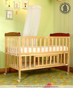 Babyhug Hamilton Wooden Cot – Natural Finish – The Decor NZ