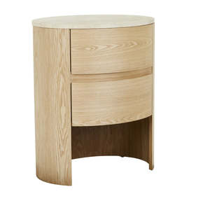 Bedroom: Oberon Lune Marble Bedside Natural