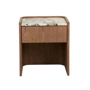 Bedroom: Elsie Narrow Bedside Ocean Marble/Smoked Ash