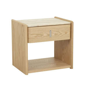 Bedroom: Pearce Marble Bedside One Drawer Natural