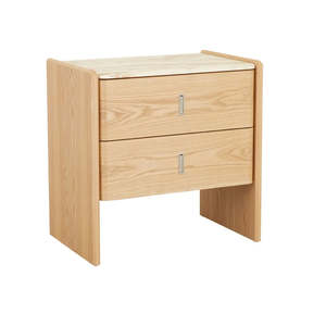 Bedroom: Pearce Marble Bedside Tall Travertine Natural