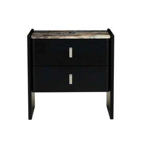 Bedroom: Pearce Marble Bedside Tall Storm Black