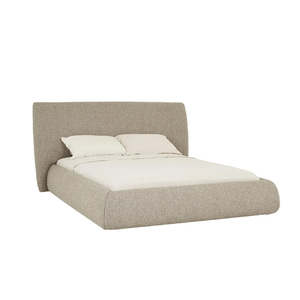 Bedroom: Madrid Curve Bed Queen Beige Mercury Boucle
