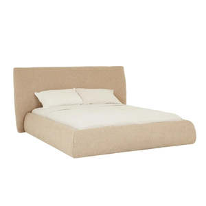 Bedroom: Madrid Curve Bed Queen Beige Chunky Boucle