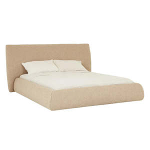 Bedroom: Madrid Curve Bed King Beige Chunky Boucle