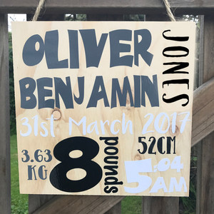 Products: Personalised Baby Detail Boards thedesignroom