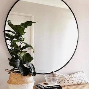 Circular Black Framed Mirror