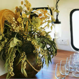 Decorations: Dried Floral Arrangement In Vase (Hire Price & Pickup Only)