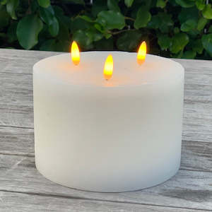 Decorations: Pillar candles – LED 3 wick (Hire Price & Pickup Only)