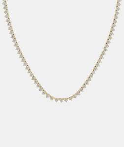 Classic Three Claw Diamond Tennis Necklace
