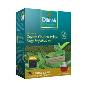 Dilmah Premium Ceylon Teas: Premium Ceylon Golden Pekoe 100g Large Loose Leaf Tea INN