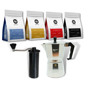 Coffee Beans: Precision 6 CUP Perculator + Grinder Bundle + Coffee Sample Pack