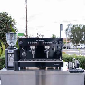 Futurmat: Black Futurmat Ottima & DIP DS-68 Grinder + Precision Accessories & Stainless Steel Coffee Cart Package