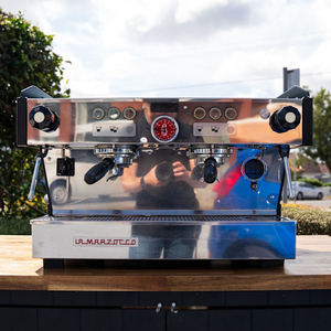 Second Hand Commercial Coffee Machines: Pre Loved Immaculate 2 Group Custom Black La Marzocco PB