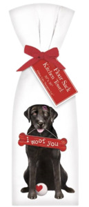 Black Lab I Woof You Kitchen Towel