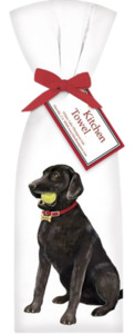 Black Lab Play Ball Kitchen Towel