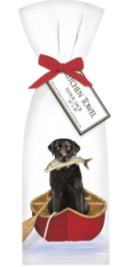 Black Lab Gone Fishing Kitchen Towel