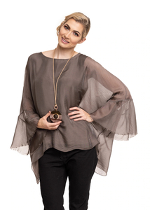 Products: Women's Natural Silk Bell Sleeve Top - The Dressing Room NZ