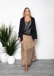 Products: Women's Natural Silk Tiered Skirt The Dressing Room NZ