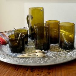 Beldi Hand Blown Moroccan Glasses: Grande Drinking Glasses - 3 sizes - Antique Bronze NEW