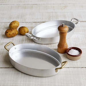 Ottinetti Oval Gratin With Brass Handles - 2 Sizes - Lid Sold Separately