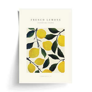 French Lemons Black A3 Print