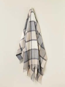 Throws Blankets: Windowpane Grey & White Throw