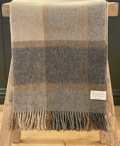Throws Blankets: Windowpane Grey & Beige Throw
