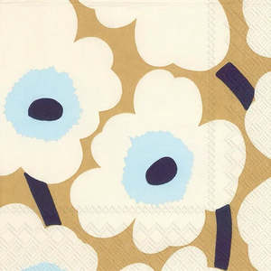 Dining: Marimekko Unikko Cream Gold Napkin